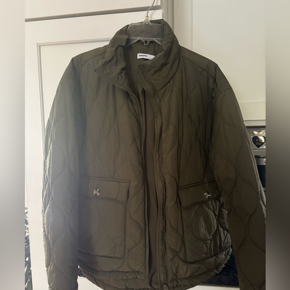 Sonoma Dark Green Quilted Puffer Jacket, never worn
